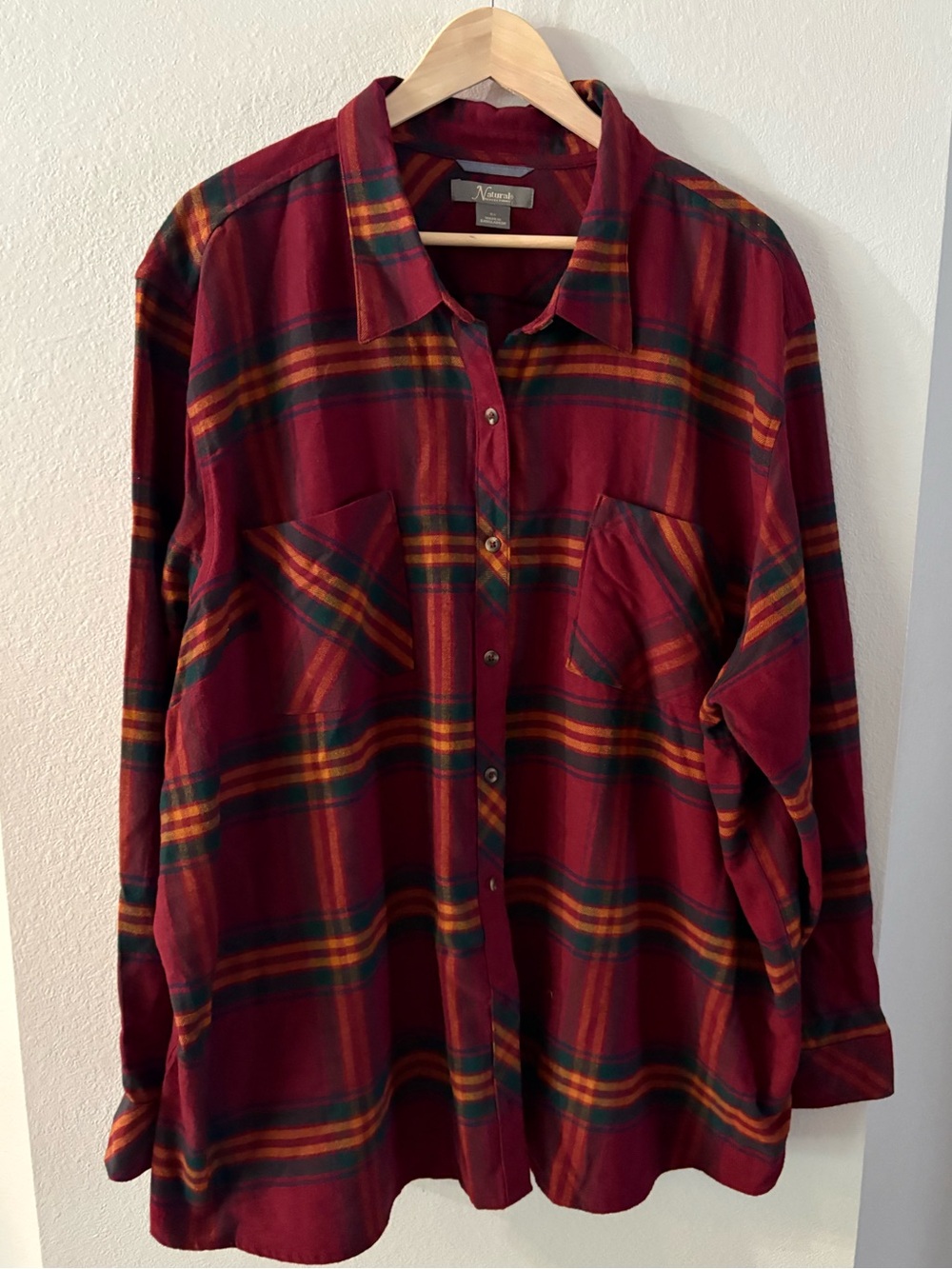 Cabincore Red Plaid Oversized Flannel Button -Up Shirt 3XL Grunge